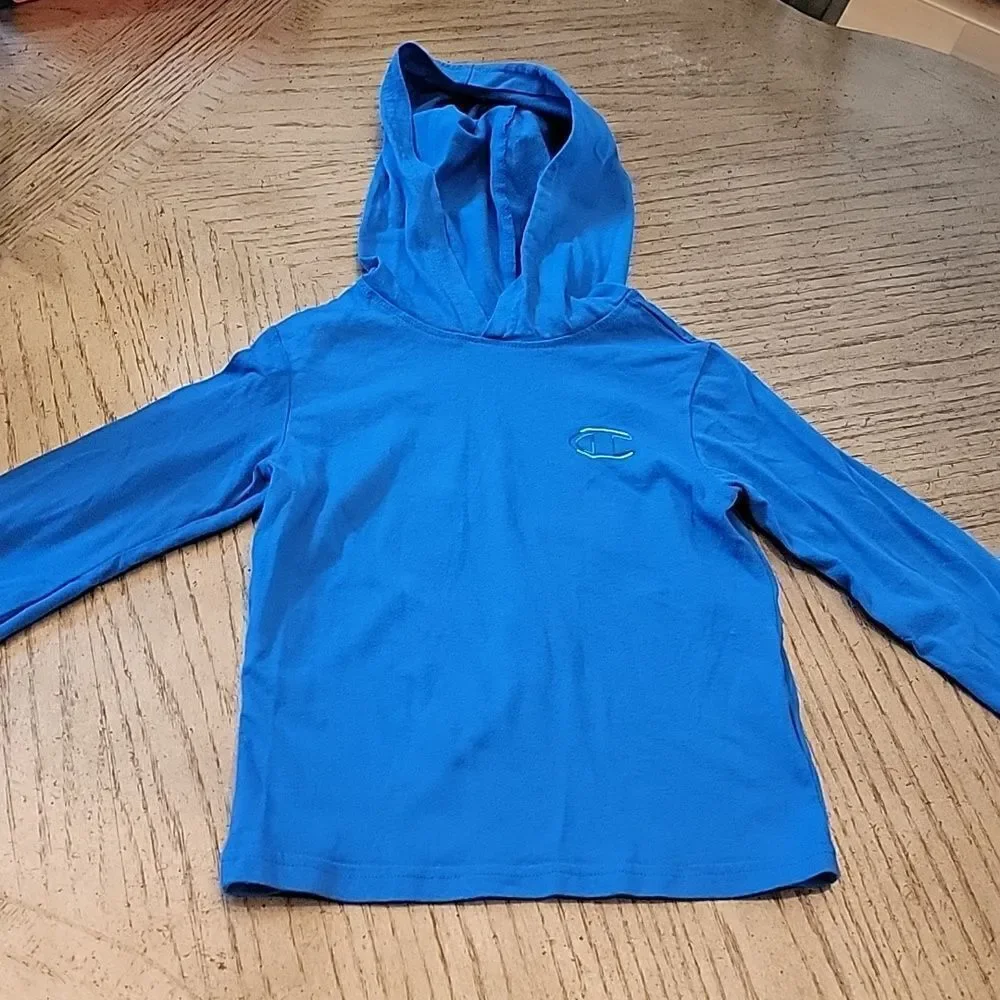 Blue Champion long sleeve hooded t shirt size 6
